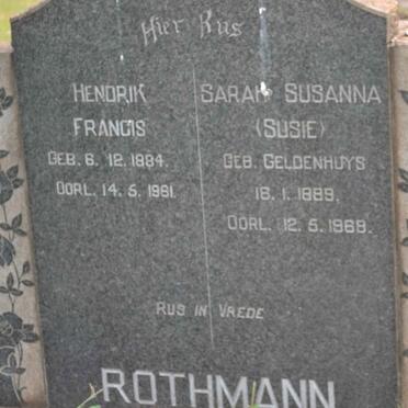 ROTHMANN Hendrik Francis 1884-1961 &amp; Sarah Susanna GELDENHUYS 1889-1969