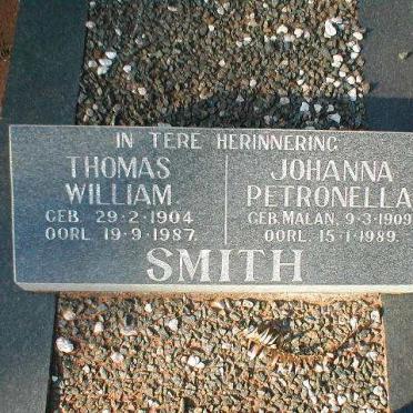 SMITH Thomas William 1904-1987 &amp; Johanna Petronella MALAN 1909-1989