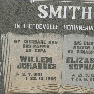 SMITH Willem Johannes 1921-1985 &amp; Elizabeth Sophia F. 1927-2009