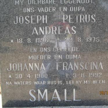 SMALL Joseph Petrus Andreas 1896-1975 &amp; Johanna Franscina 1900-1992