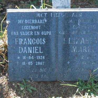 TOIT Francois Daniel, du 1926-2007 &amp; Elizabeth Maria 1934-1989