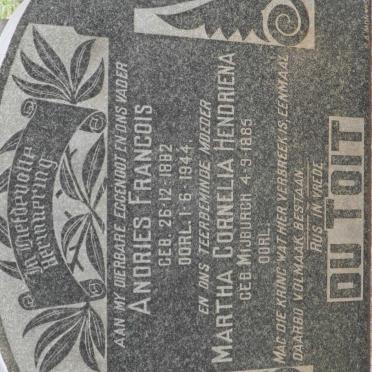 TOIT Andries Francois, du 1882-1944 &amp; Martha Cornelia Hendriena MIJBURCH 1885-