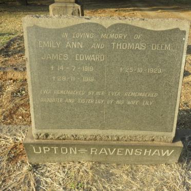 UPTON James Edward -1919 &amp; Emily Ann -1919 :: RAVENSHAW Thomas Deem 1929-