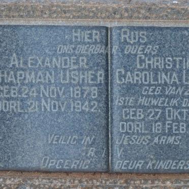 USHER Alexander Chapman 1878-1942 &amp; Christina Carolina voorheen DE LA REY nee VAN ZYL 1894-1946