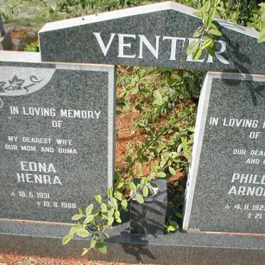 VENTER Phillipus Arnoldus 1925-1994 &amp; Edna Henra 1931-1988