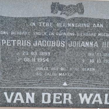 WALT Petrus Jacobus, van der 1899-1954 &amp; Johanna Helena 1898-1955