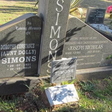 SIMONS Joseph Nicholas 1915-1973 &amp; Dorothy Constance 1921-2015