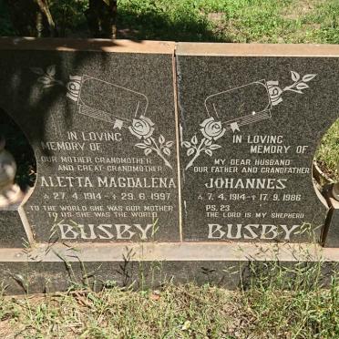 BUSBY Johannes 1914-1986 &amp; Aletta Magdalena 1914-1997