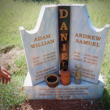 DANIEL Adam William 1926-2010 :: DANIEL Andrew Samuel 1952-1982