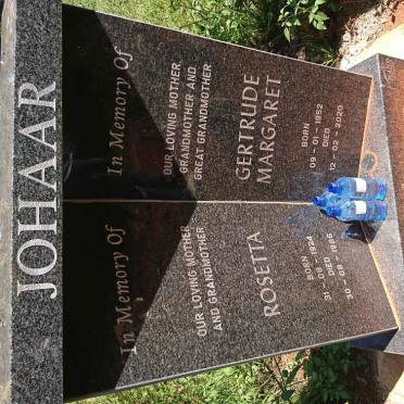 JOHAAR Rosetta 1924-1986 :: JOHAAR Gertrude Margaret 1952-2020