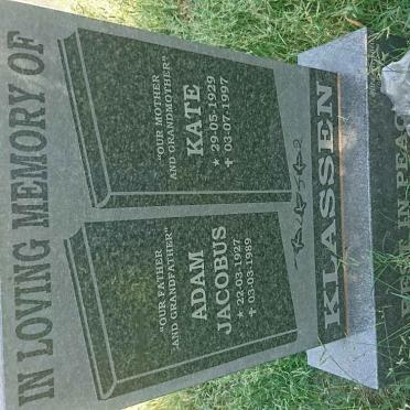KLASSEN Adam Jacobus 1927-1989 &amp; Kate 1929-1997