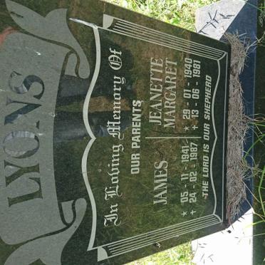 LYONS James 1941-1987 &amp; Jeanette Margaret 1940-1981