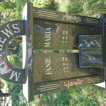 MATTHEWS Fanie 1906-1980 &amp; Maria 1912-1988