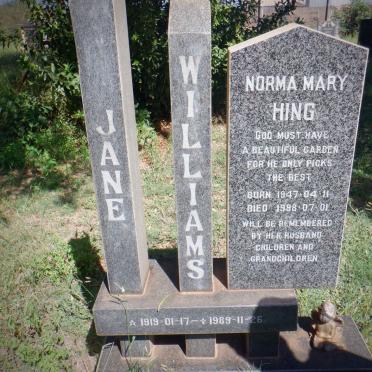 WILLIAMS Jane 1919-1989 :: HING Norma Mary 1947-1998