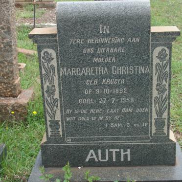 AUTH Margaretha Christina nee KRUGER 1892-1959