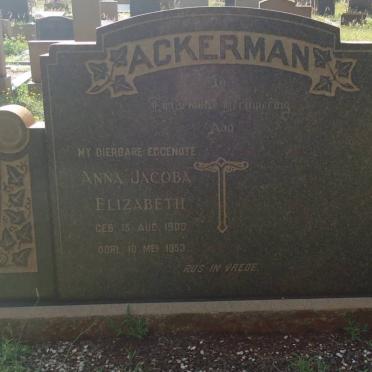ACKERMAN Anna Jacoba Elizabeth 1903-1953
