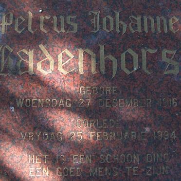 BADENHORST Petrus Johannes 1916-1994 &amp; Anna Susanna 1916-2005