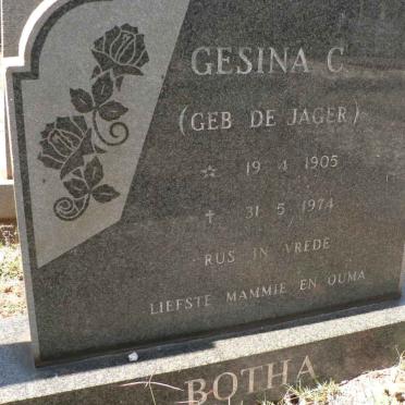 BOTHA Gesina C. nee DE JAGER 1905-1974