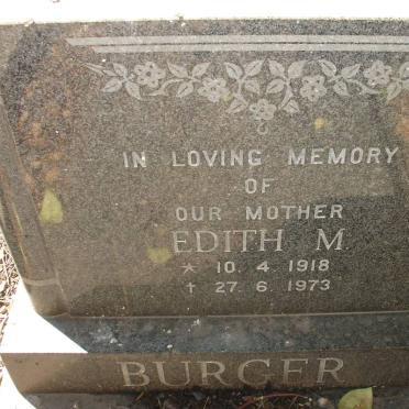BURGER Edith M. 1918-1973