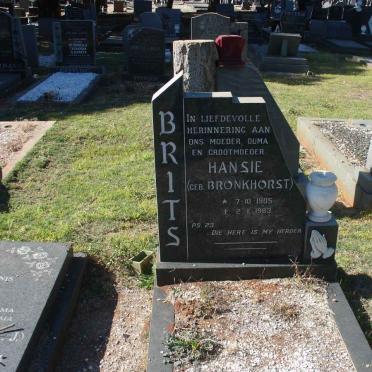 BRITS Hansie nee BRONKHORST 1905-1983