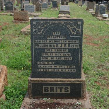BRITS Willemina S.J.S. nee KRUGER 1878-1947