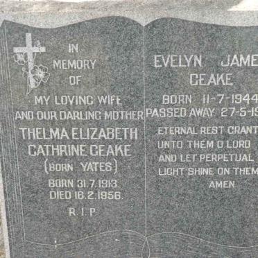 CEAKE Thelma Elizabeth Cathrine nee YATES 1913-1956 :: CEAKE Evelyn James 1944-1959