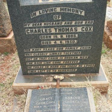 COX Charles Thomas 1886-1950 &amp; Grace Georgina 1900-1971 :: COX Harold George 1928-1975