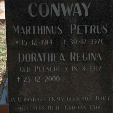 CONWAY Marthinus Petrus 1914-1976 &amp; Dorathea Regina PELSER 1917-2000