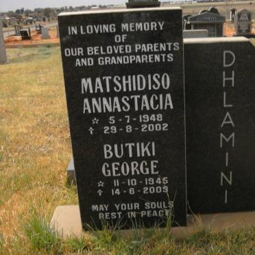 DHLAMINI Butiki George 1945-2003 &amp; Matshidiso Annastacia 1948-2002