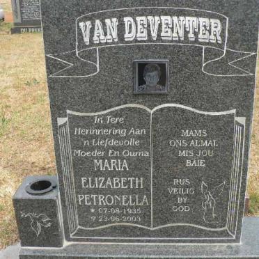DEVENTER Maria Elizabeth Petronella, van 1935-2003
