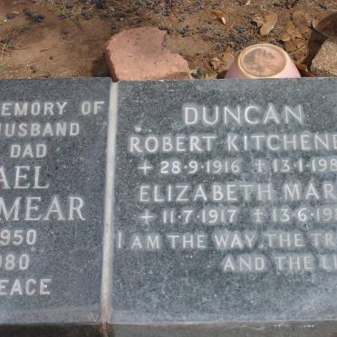 DUNCAN Robert Kitchener 1916-1980 &amp; Elizabeth Mary 1917-1982