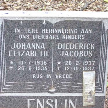 ENSLIN Diederick Jacobus 1937-1937 :: ENSLIN Johanna Elizabeth 1935-1935