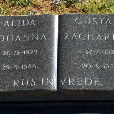 ERLANK Gustaf Zacharias 1921-1988 &amp; Alida Johnna 1929-1986 