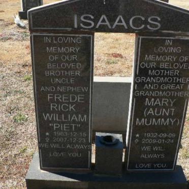 ISAACS Frederick William 1963-2007 &amp; Mary 1932-2009