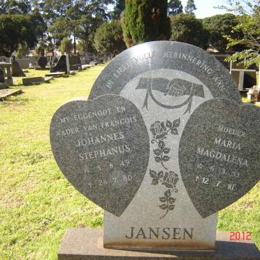 JANSEN Johannes Stephanus 1949-1980 &amp; Maria Magdalena 1953-1981