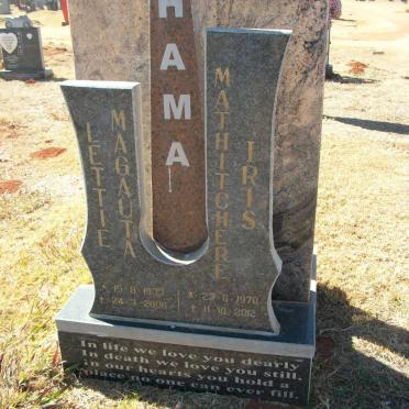 KHAMA Lettie Magauta 1933-2006 :: Mathitchere Iris 1970-2012