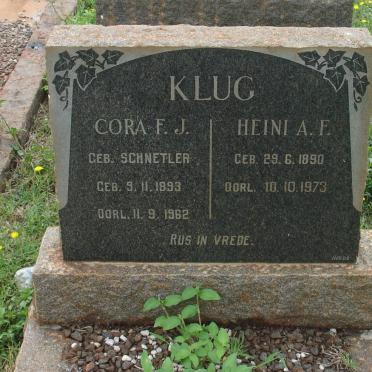 KLUG Heini A.F. 1890-1973 &amp; Cora F.J. SCHNETLER 1893-1962