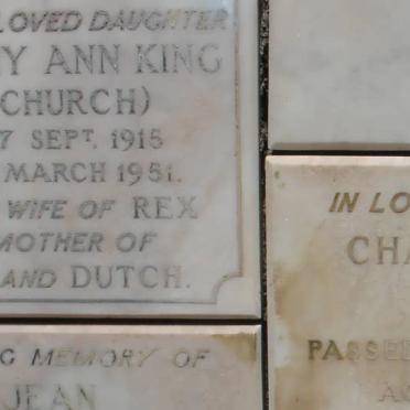 KING Dorothy Ann nee CHURCH 1915-1951 :: WADE Charles Philip -1951