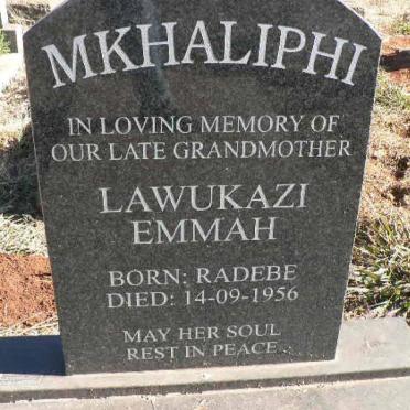 MKHALIPHI Lawukazi Emmah nee RADEBE -1956