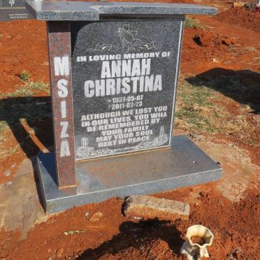 MSIZA Annah Christina 1931-2011