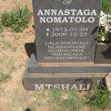 MTSHALI Annastaga Nomatolo 1972-2009