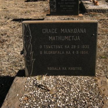 MATHUMETJA Grace Mankoana 1935-1954