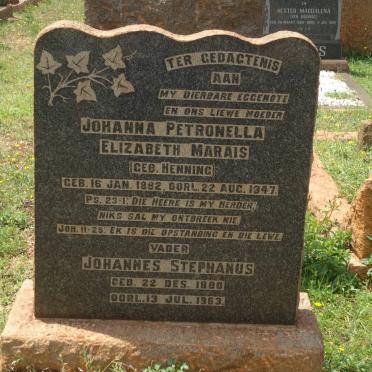 MARAIS Johannes Stephanus 1880-1963 &amp; Johanna Petronella Elizabeth HENNING 1882-1947