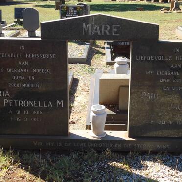 MARE Paul Jacobus 1903-19?9 &amp; Maria Petronella M. 1905-1983