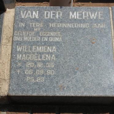 MERWE Willemina Magdelena, van der 1935-1990