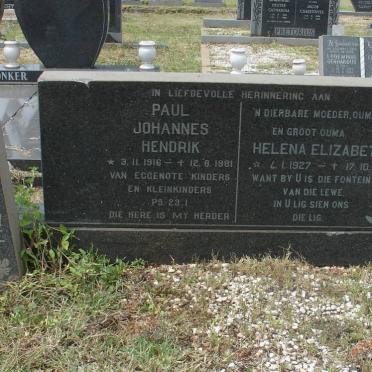 MERWE Paul Johannes Hendrik, van der 1916-1881 &amp; Helena Elizabeth 1927-1992