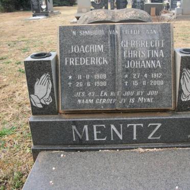 MENTZ Joachim Frederick 1908-1990 &amp; Gerbrecht Christina Johanna 1912-2000