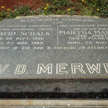 MERWE David Schalk, v.d. 1900-1953 &amp; Martha Maria JOOSTE 1904-1975