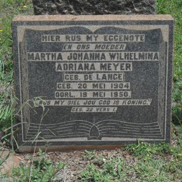 MEYER Martha Johanna Wilhelmina Adriana nee DE LANGE 1904-1950