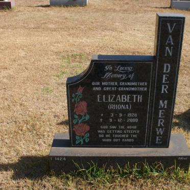 MERWE Elizabeth, van der 1928-2000